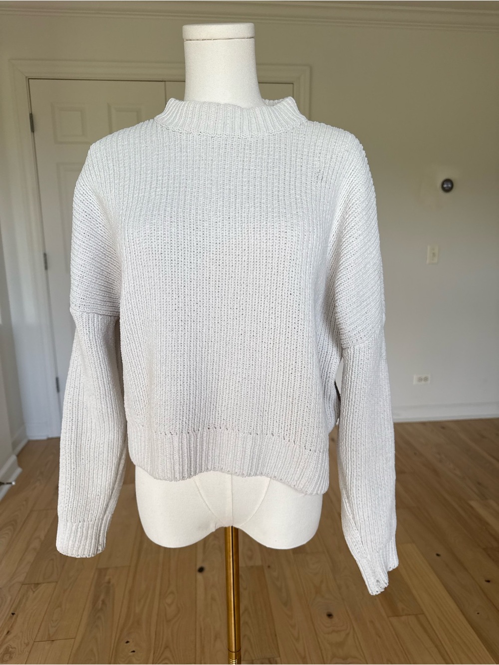 Abercrombie & Fitch Cream Mock Neck Ribbed Sweater